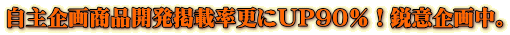 自主企画商品開発掲載率80%!鋭意企画中。 自主企画商品開発掲載率更にUP90%!鋭意企画中。